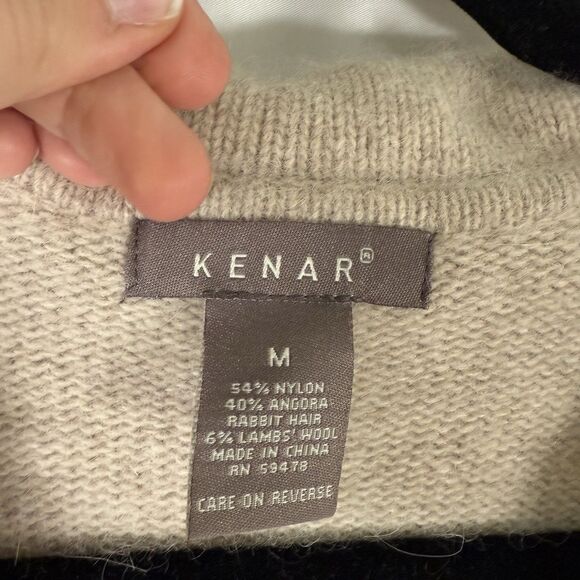Kenar Sweater Cardigan Women's Medium Cream Rabbit Hair Lambs Wool Collared - Picture 6 of 13